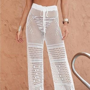 White Crochet Swim Coverup Pants
